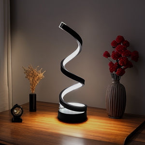 1pc Spiral Table Lamp, For Bedroom Office Nightstand Bookshelf Living Room Home Decor - Stereotech