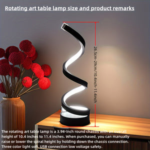 1pc Spiral Table Lamp, For Bedroom Office Nightstand Bookshelf Living Room Home Decor - Stereotech