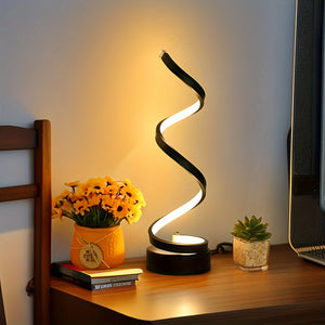 1pc Spiral Table Lamp, For Bedroom Office Nightstand Bookshelf Living Room Home Decor - Stereotech