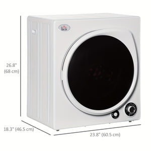 1350W 13lbs Electric Portable Compact Laundry Clothes Dryer, 2.4 Cu.ft Portable Tumble Dryer With Stainless Steel Drum, For Apartment, Home, White