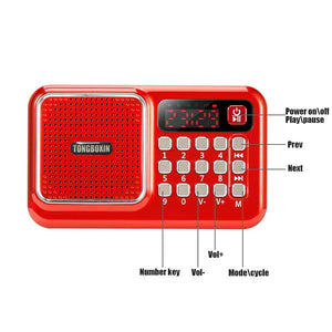 Portable Bluetooth FM Radio Receiver Speaker USB TF Card Player 3.5Mm Earphone Out Support 18650 Rechargeable Battery