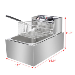 6L Stainless Steel Single Cylinder Electric Fryer - Stereotech