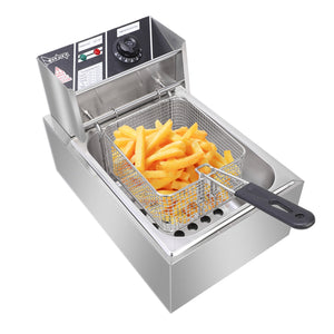 6L Stainless Steel Single Cylinder Electric Fryer - Stereotech