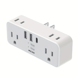 6 Outlets Wall Charger With 3 USB Ports And Hidden Plug 2 Prong To 3 Prong Outlet Adapter For America