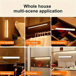 1 Under Cabinet LED Light Motion Sensor, Ultra-thin Wireless Cabinet Light, USB Rechargeable Magnetic Light Strip, For Kitchen Cabinets, Stairs, Hallway Wardrobes Outdoor Christmas Thanksgiving Gifts