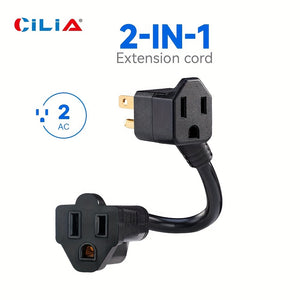 1/2pcs 12 Inch (about 30.5cm) Heavy Duty Extension Cable With 2 AC Charging Ports Small Extension Cable Socket Protector Suitable For Home, Office, Industrial