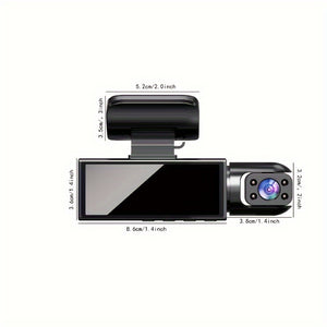 1080P Dual Camera Dash Cam For Cars With IR Night Vision, Loop Recording, And Wide Angle Lens - 3.16 Inch IPS Screen