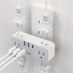 6 Outlets Wall Charger With 3 USB Ports And Hidden Plug 2 Prong To 3 Prong Outlet Adapter For America