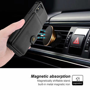 Magnetic Leather Wallet Armor Case for iPhone - Stereotech