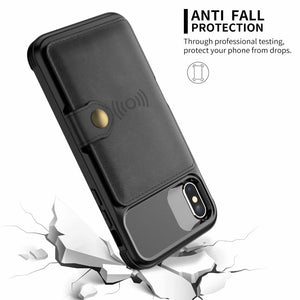 Magnetic Leather Wallet Armor Case for iPhone - Stereotech