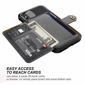 Magnetic Leather Wallet Armor Case for iPhone - Stereotech