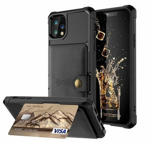 Magnetic Leather Wallet Armor Case for iPhone - Stereotech