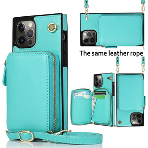 Zipper Wallet Case With Adjustable Crossbody Strap for iPhone - Stereotech