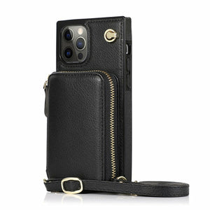 Zipper Wallet Case With Adjustable Crossbody Strap for iPhone - Stereotech