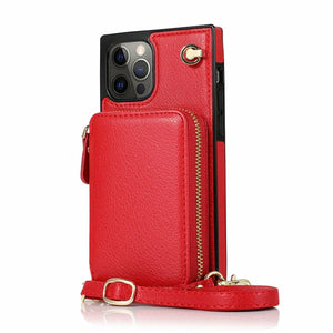 Zipper Wallet Case With Adjustable Crossbody Strap for iPhone - Stereotech